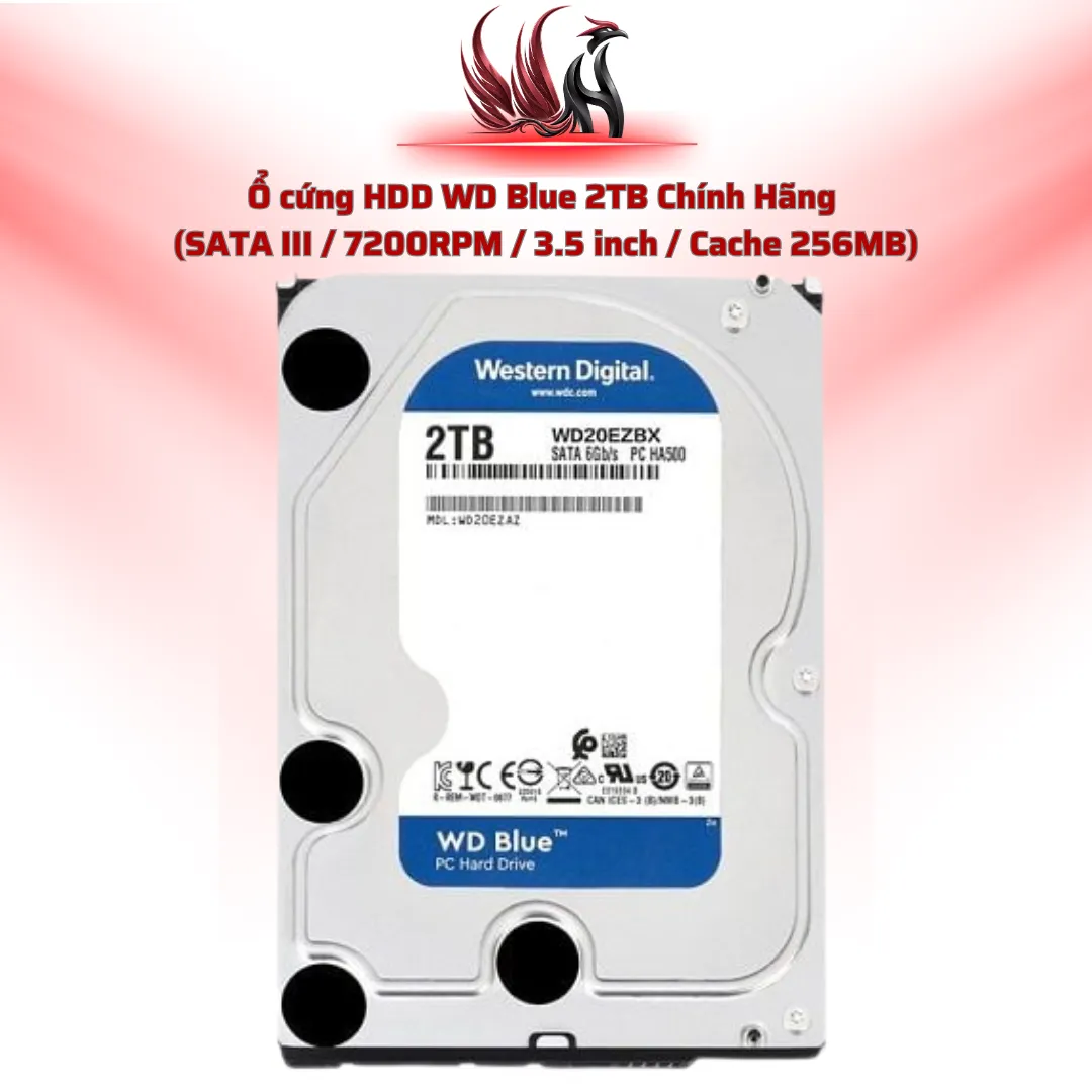 Ổ Cứng HDD Western Digital Blue 2TB Chính Hãng – SATA III 3.5 inch 7200RPM Cho PC | HOCO STORE PC
