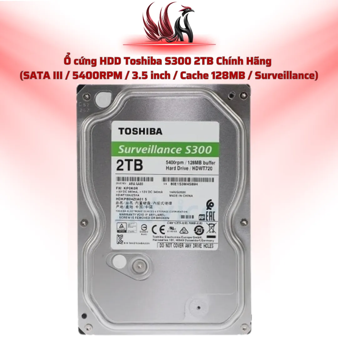 Ổ Cứng HDD Toshiba S300 2TB Chính Hãng – SATA III 3.5 inch Chuyên Camera Giám Sát 24/7 | HOCO STORE PC