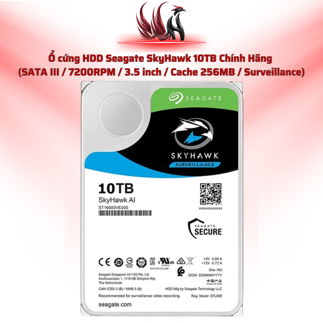 Ổ Cứng HDD Seagate SkyHawk 10TB Chính Hãng – SATA III 3.5 inch Chuyên Camera 24/7 | HOCO STORE PC