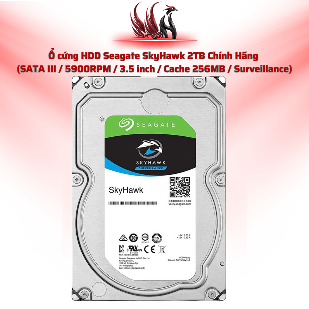 Ổ Cứng HDD Seagate SkyHawk 2TB Chính Hãng – SATA III 3.5 inch Chuyên Camera 24/7 | HOCO STORE PC