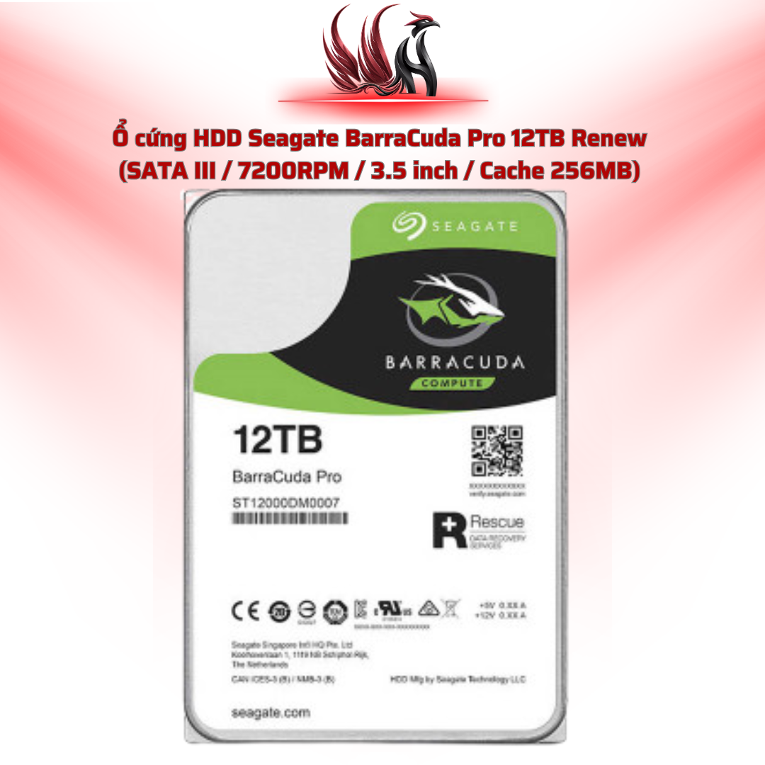 Ổ Cứng HDD Seagate Barracuda Pro 12TB Renew – SATA III 7200RPM 3.5 inch Dung Lượng Lớn | HOCO STORE PC