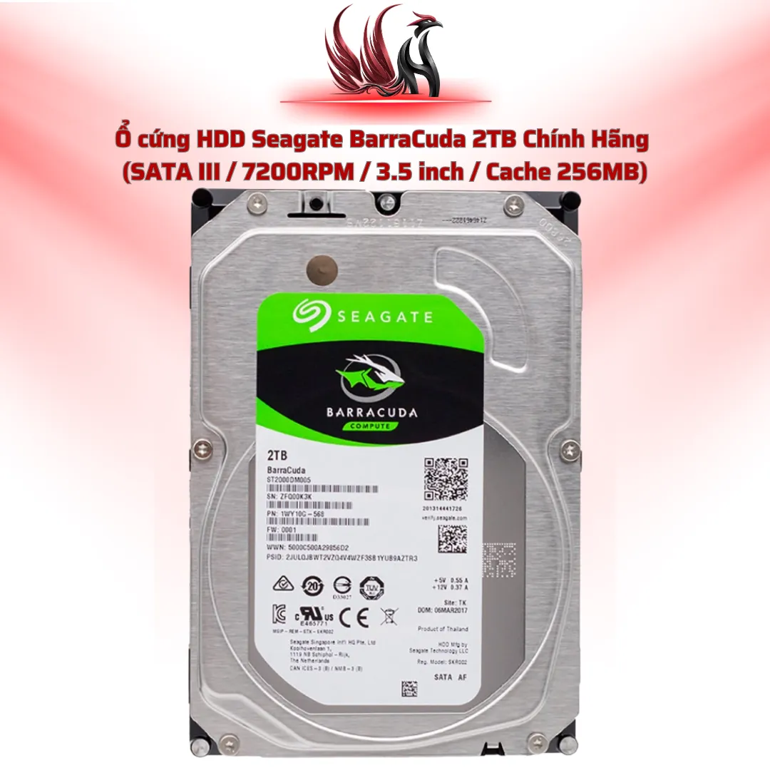 Ổ Cứng HDD Seagate Barracuda 2TB SATA III 7200RPM 3.5 inch – Lưu Trữ Dung Lượng Lớn | HOCO STORE PC