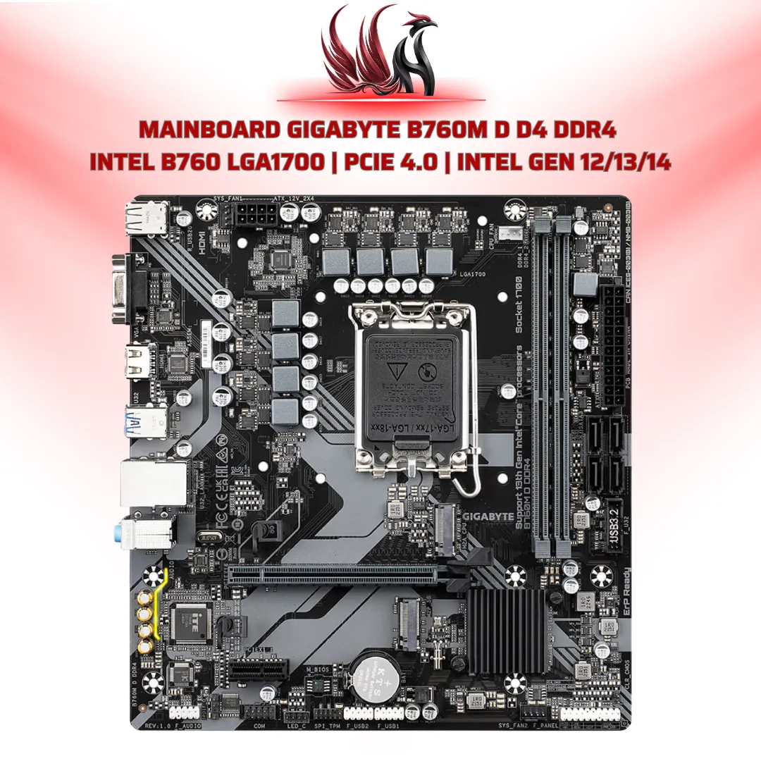 Mainboard Gigabyte B760M D D4 DDR4 Intel B760 LGA1700 PCIe 4.0 | HOCO STORE