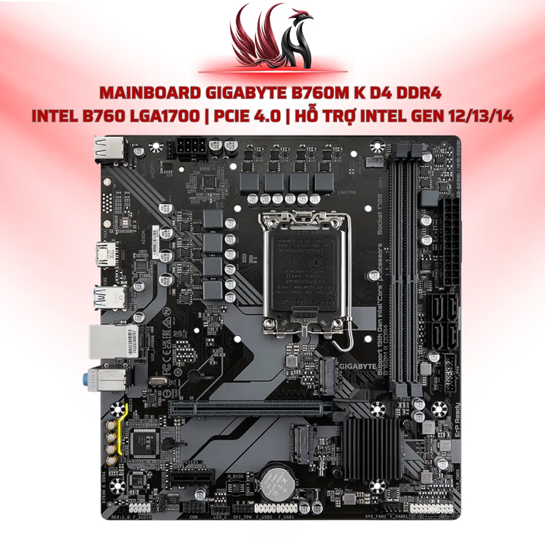 Mainboard Gigabyte B760M K D4 DDR4 Intel B760 LGA1700 PCIe 4.0 | HOCO STORE