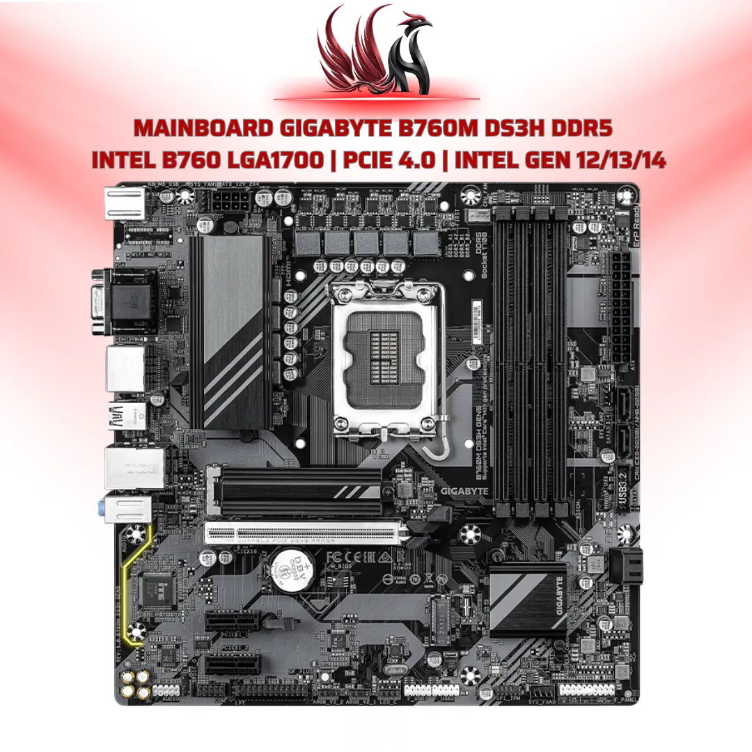 Mainboard Gigabyte B760M DS3H DDR5 Intel B760 LGA1700 PCIe 4.0 | HOCO STORE