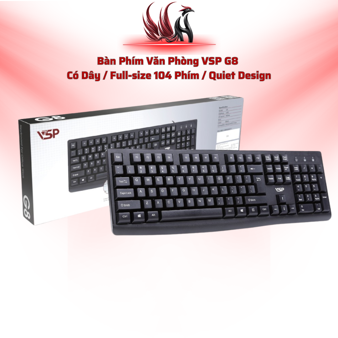 Bàn Phím Văn Phòng VSP G8  Có Dây / Full-size 104 Phím / Quiet Design | HOCO STORE PC