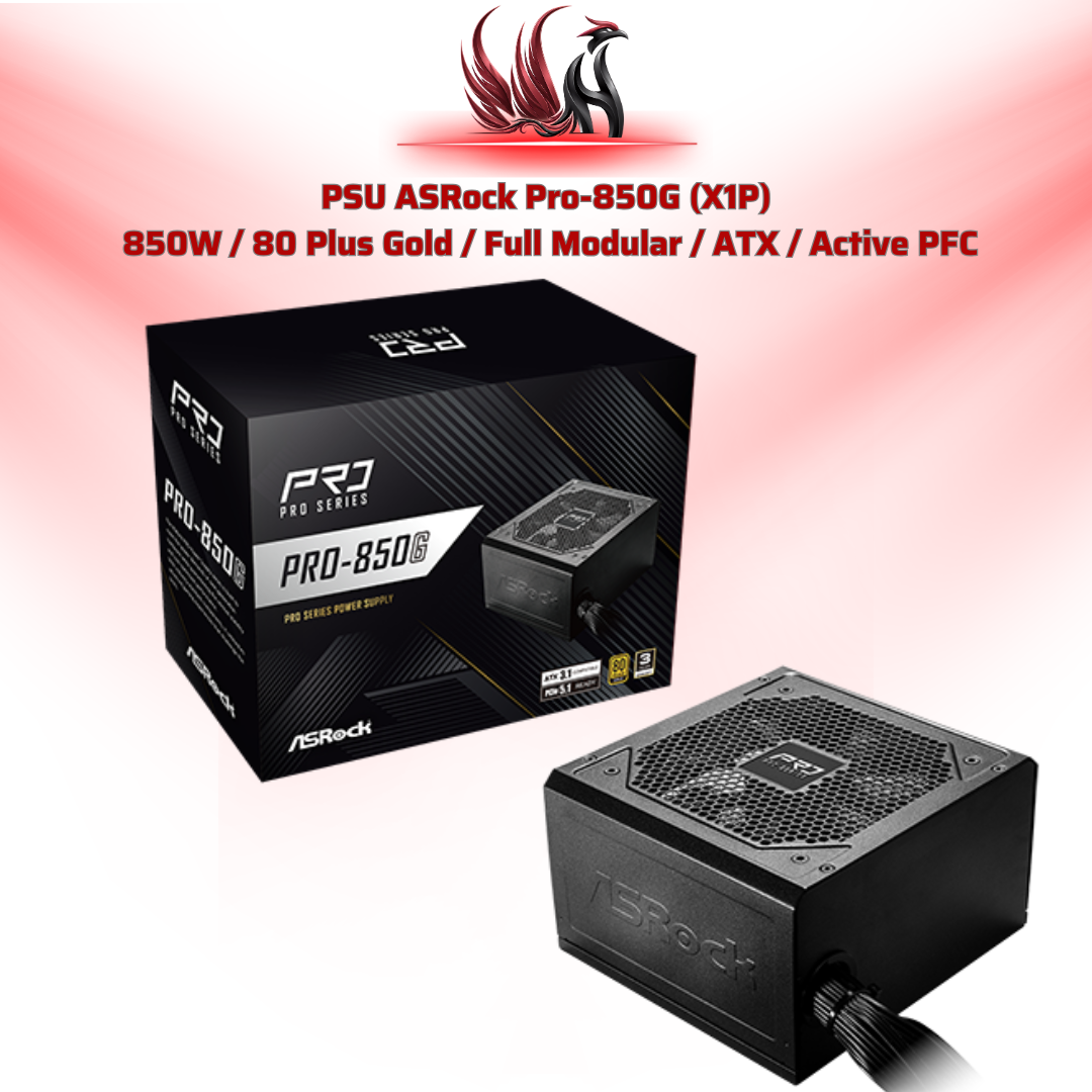 Nguồn ASRock Pro-850G (X1P) 850W 80 Plus Gold – PSU Full Modular Gaming Cao Cấp | HOCO STORE PC