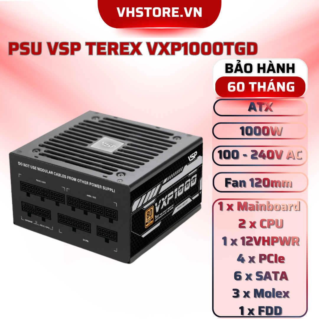 Nguồn VSP VXP1000TGD 1000W Gold – Full Modular, ATX 3.0 | HOCO STORE PC