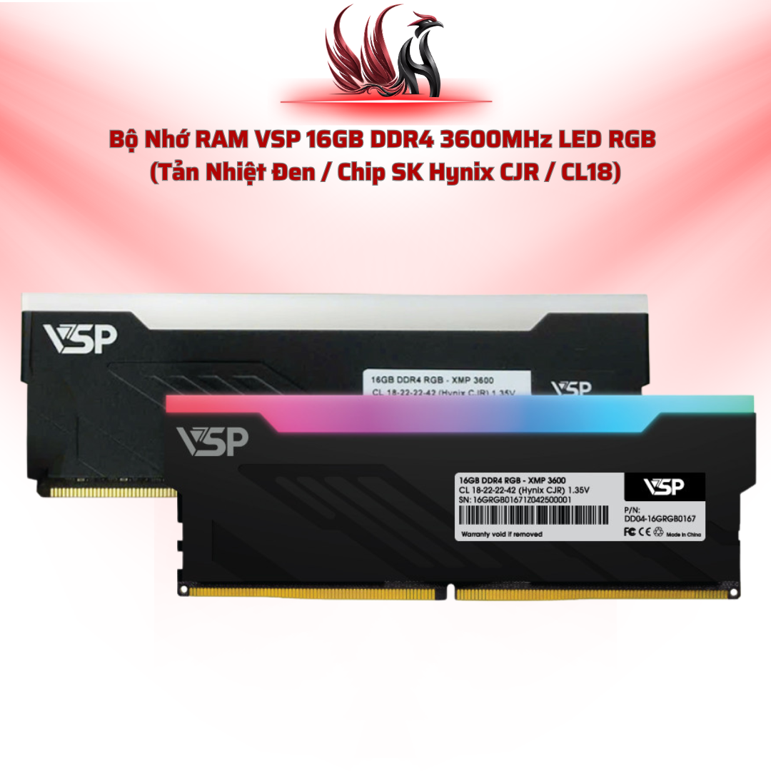RAM VSP DDR4 RGB PC 16GB 3600MHz – LED RGB, Hynix CJR | HOCO STORE PC