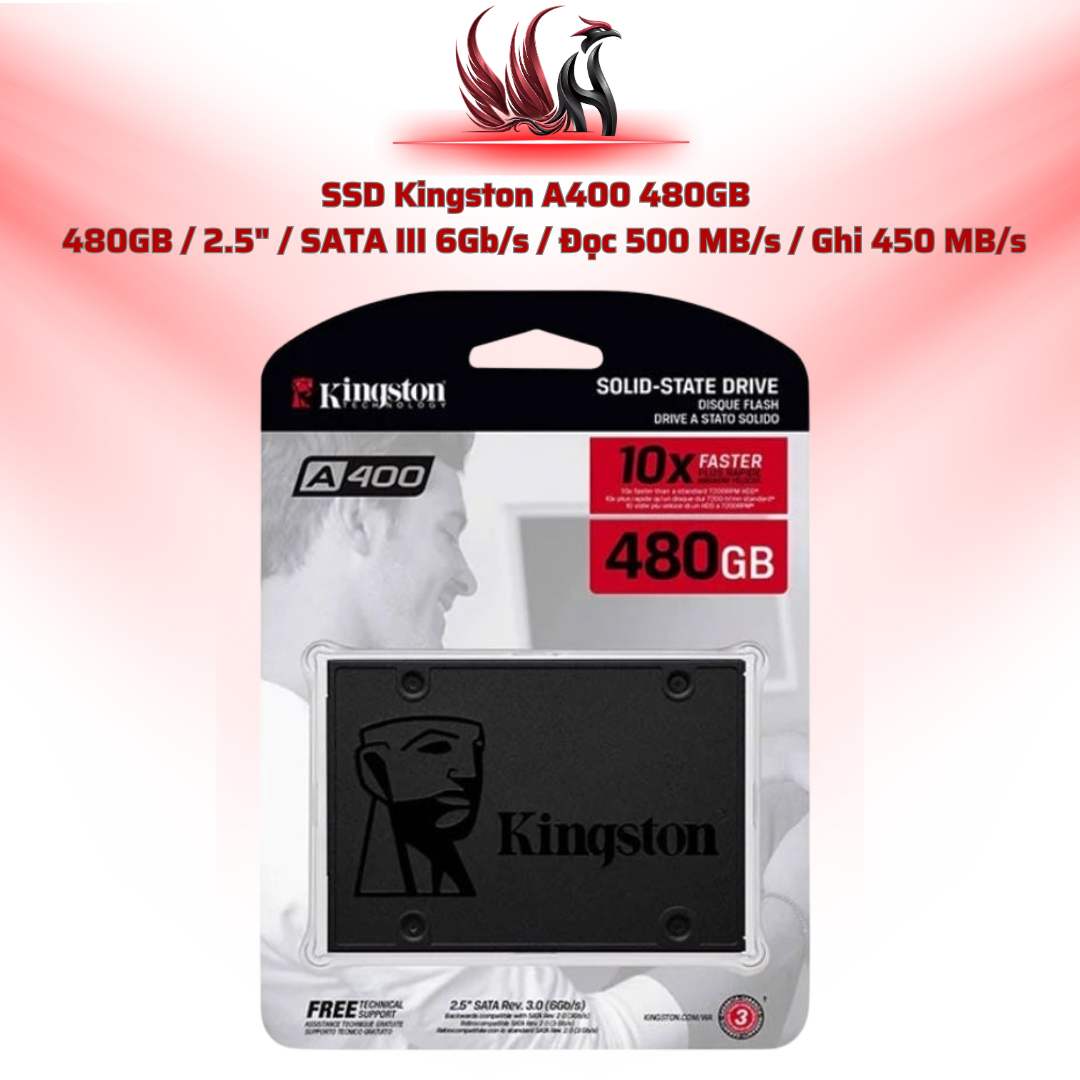 SSD Kingston A400 480GB   480GB / 2.5" / SATA III 6Gb/s / Đọc 500 MB/s / Ghi 450 MB/s | HOCO STORE PC