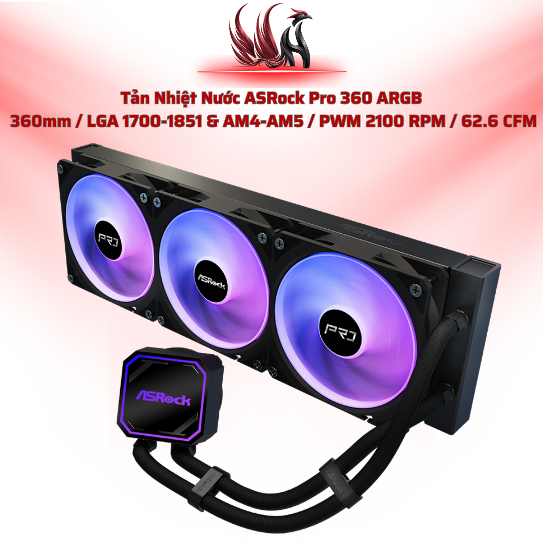 Tản Nhiệt Nước ASRock Pro 360 ARGB – AIO 360mm Hiệu Năng Cao Cho Gaming PC | HOCO STORE PC