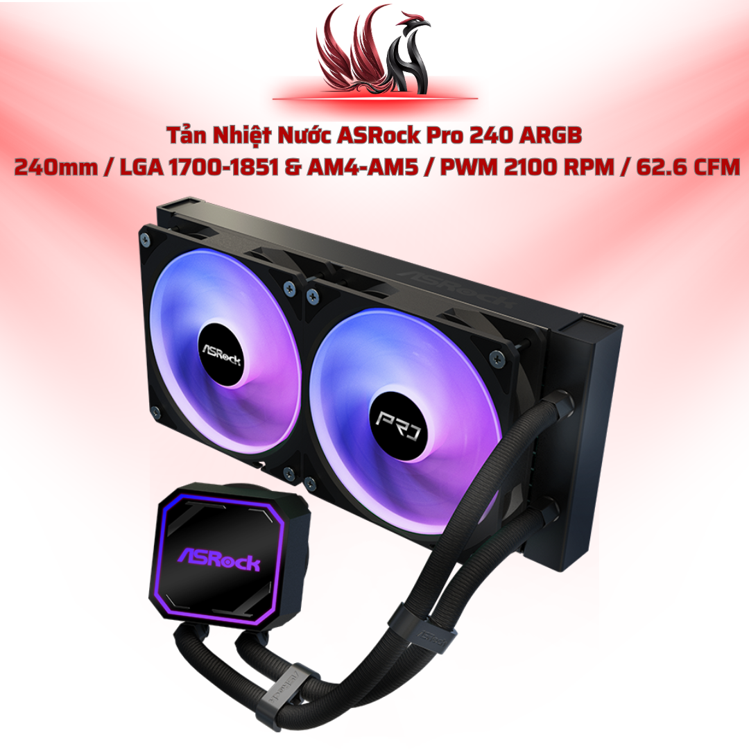 Tản Nhiệt Nước ASRock Pro 240 ARGB – AIO 240mm Hiệu Năng Cao Cho Gaming PC | HOCO STORE PC
