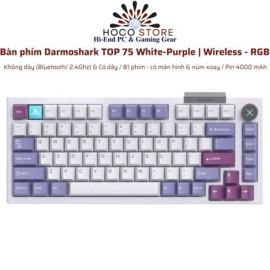 Bàn Phím Darmoshark TOP 75 White Purple Wireless RGB