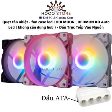 Quạt tản nhiệt - fan case hồng K8 LED Rainbow không cần hub