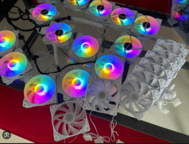 Quạt tản nhiệt - fan case hồng K8 LED Rainbow không cần hub