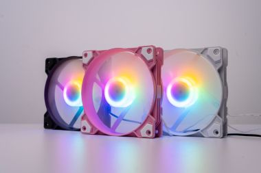 Quạt tản nhiệt - fan case hồng K8 LED Rainbow không cần hub