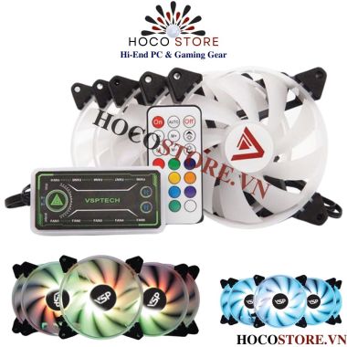 Bộ 5 Fan V209C LED RGB Tặng Kèm (1 hup/ 1 remote/ 5c Fan) - Hoco Store PC