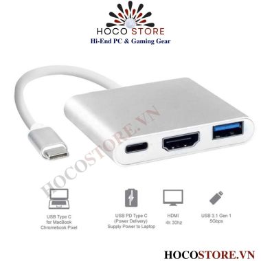 HUB Cáp Chuyển Đổi Hoco HB14 3in1 ( TypeC / HDMI / USB ) l Hoco Store PC