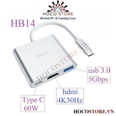 HUB Cáp Chuyển Đổi Hoco HB14 3in1 ( TypeC / HDMI / USB ) l Hoco Store PC