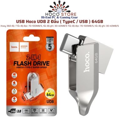 USB Hoco UD8 2 Đầu TypeC Và USB 64GB