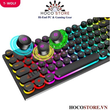 Bộ Bàn Phím Giả Cơ T-WOLF Kèm Chuột Gaming TF270 LED RGB l Hoco Store PC