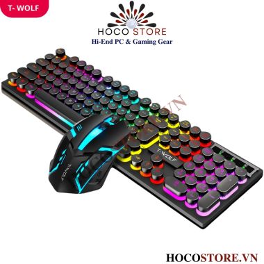 Bộ Bàn Phím Giả Cơ T-WOLF Kèm Chuột Gaming TF270 LED RGB l Hoco Store PC