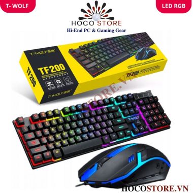 Bộ Bàn Phím Giả Cơ T-WOLF Kèm Chuột Gaming TF270 LED RGB l Hoco Store PC