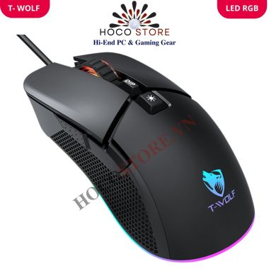 Chuột Gaming Mouse T-WOLF G590 USB Wired RGB Đổi Mới 30N - Có Phần Mềm Chỉnh LED - Hoco Store PC