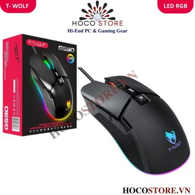 Chuột Gaming Mouse T-WOLF G590 USB Wired RGB Đổi Mới 30N - Có Phần Mềm Chỉnh LED - Hoco Store PC