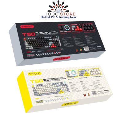 Bàn Phím Cơ 97 Phím T-WOLF T50 Blue Switch Màu Xám Trắng