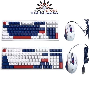 Bộ Phím Chuột LED RGB T-WOLF TF610 Xanh Trắng