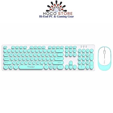 Bộ Bàn Phím Và Chuột Không Dây T-Wolf TF770 Xanh Ngọc