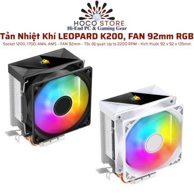 Tản Nhiệt Khí LEOPARD K200, FAN 92mm RGB ĐEN