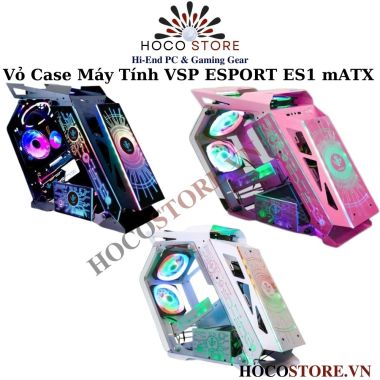 Vỏ Case Máy Tính VSP ES1 LED RGB Màu Hồng- HOCO STORE PC