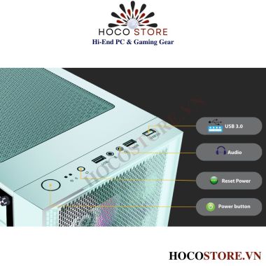 VỎ CASE GAMING VSP KA30 XANH MẶT KÍNH HÔNG l Hoco Store PC