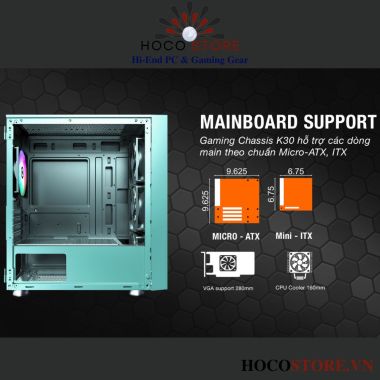 VỎ CASE GAMING VSP KA30 XANH MẶT KÍNH HÔNG l Hoco Store PC