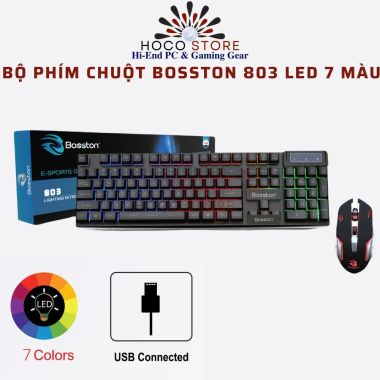 Bộ Phím Chuột Bosston 803 LED 7 Màu Cho Văn Phòng