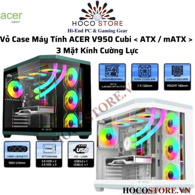 Vỏ Case Máy Tính ACER V950 Cubi < ATX / mATX > VSP Cubi Mặt Kính Cường Lực GAMING l Hoco Store PC