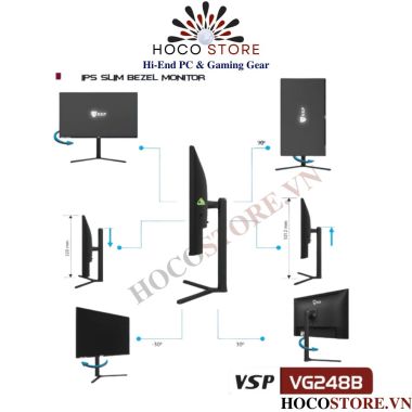 MÀN HÌNH VSP 165Hz XOAY DỌC / NGANG ESPORT GAMING FHD 24INCH - VG248B l Hoco Store PC