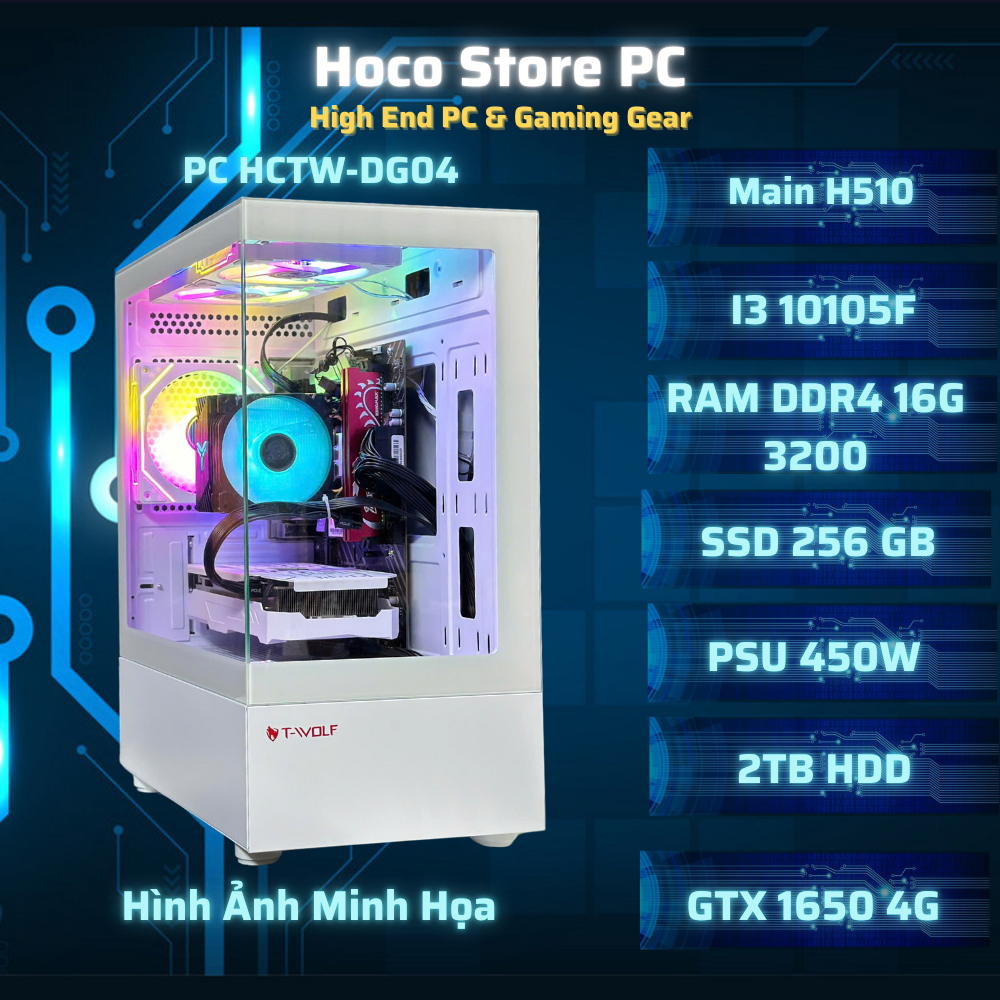 PC Gaming HCTW-DG04 | i3-10105F | GTX 1650 4GB | RAM 16GB | SSD 256GB | HDD 2TB
