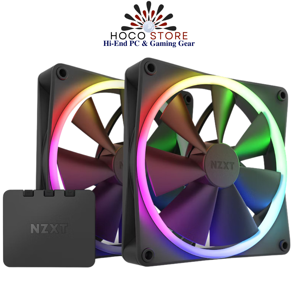 Bộ 2 fan case NZXT F140RGB (Black)