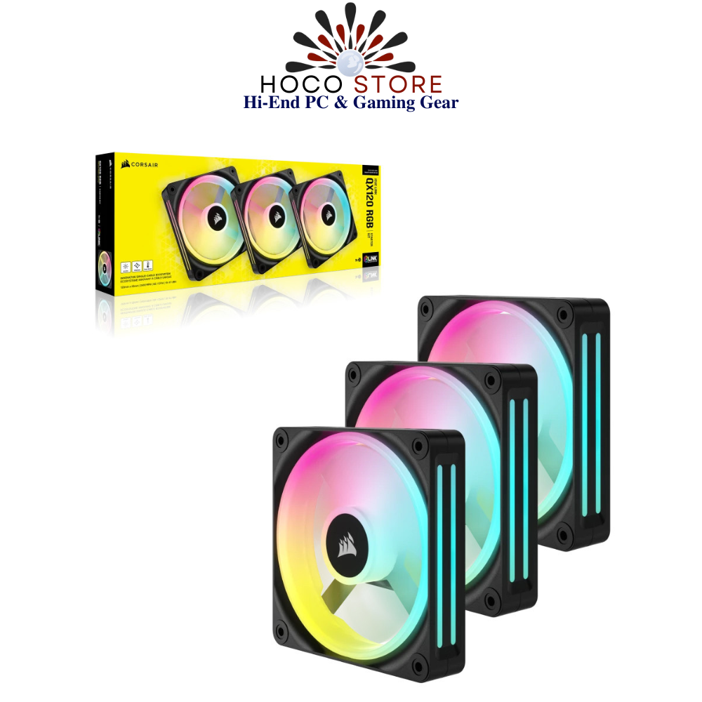 Fan Corsair iCUE LINK QX120 RGB 120mm PWM Magnetic Dome Black - Starter Kit