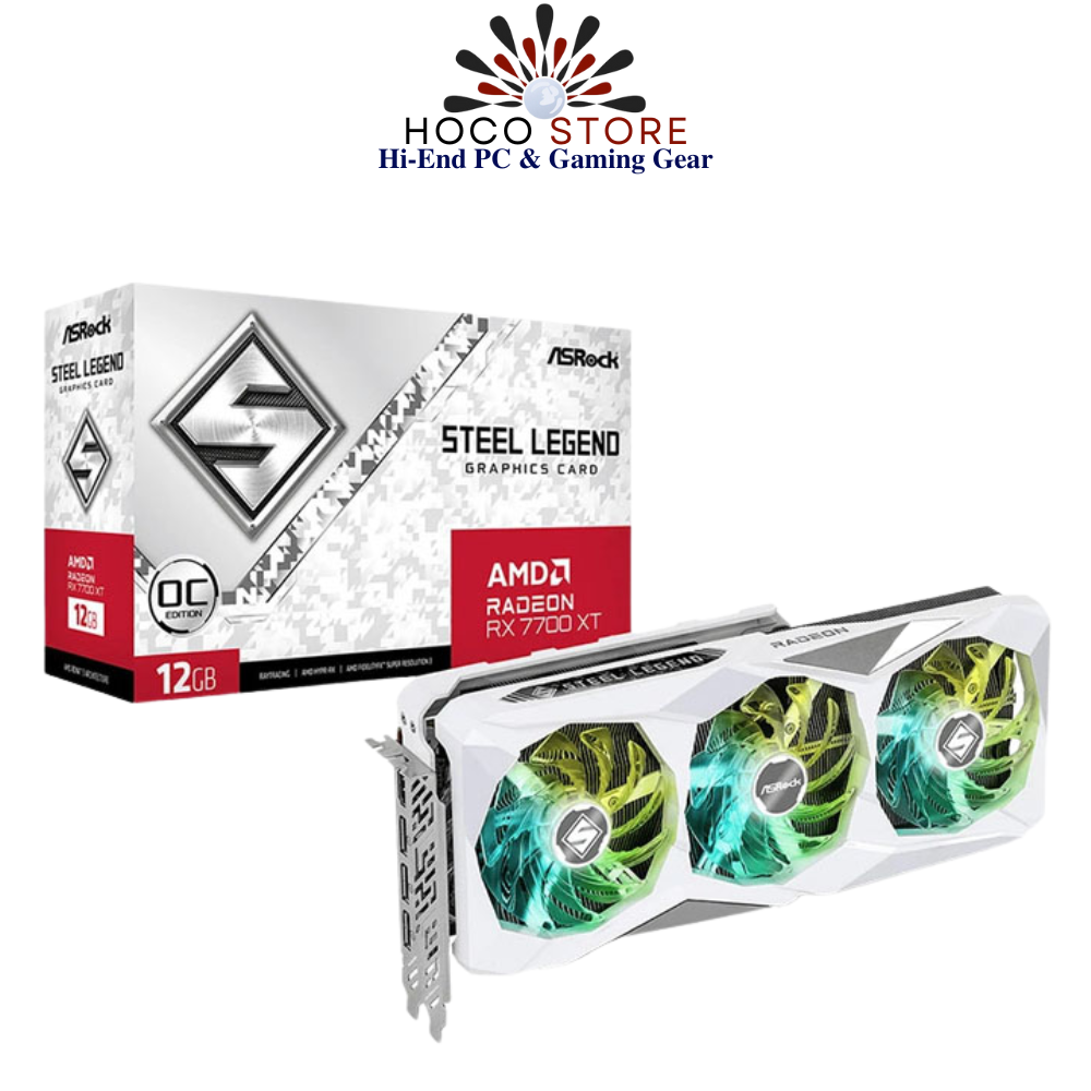 Card màn hình ASRock Radeon RX 7700 XT Steel Legend 12GB OC