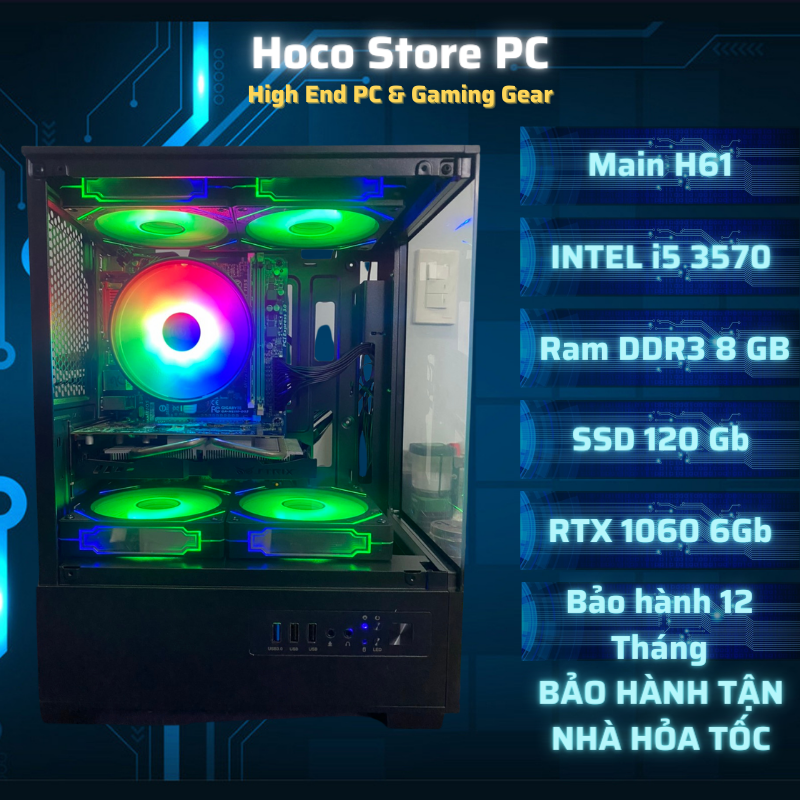 Bộ Máy Tính Văn Phòng Chơi Game Nhẹ HCS3570 i5 3570 RTX 1060 6Gb Ram 8Gb SSD 120Gb | Hoco Store PC