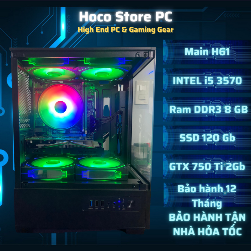 Bộ Máy Tính Văn Phòng Chơi Game Nhẹ HCS3570 i5 3570 GTX 750 Ti Ram 8Gb SSD 120Gb | Hoco Store PC