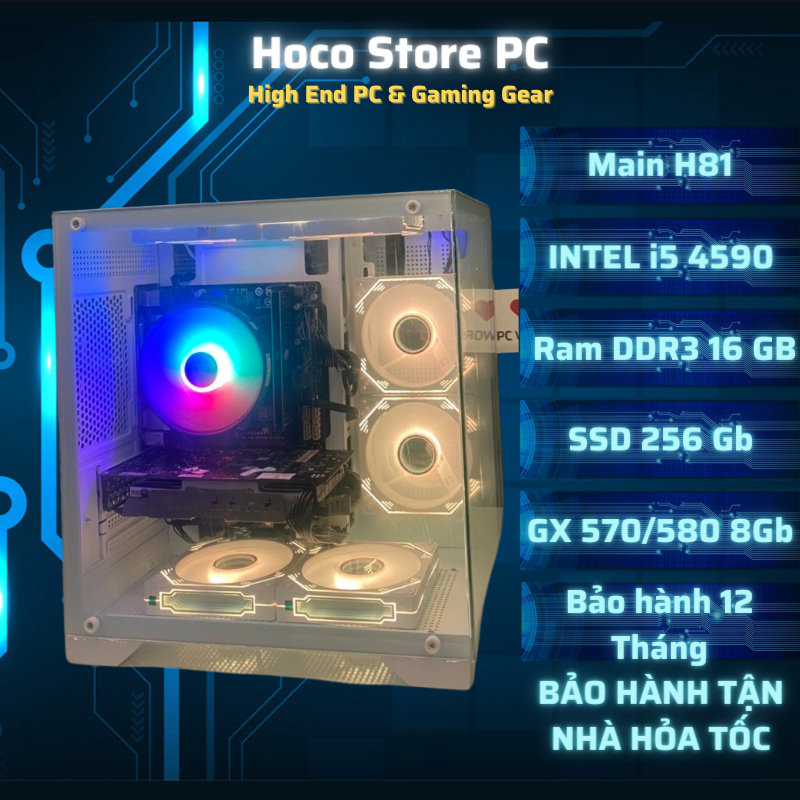 Bộ Máy Tính Giá Rẻ HCS4590 i5 4590 16Gb Ram RX570/580 8Gb 256Gb SSD | Hoco Store PC