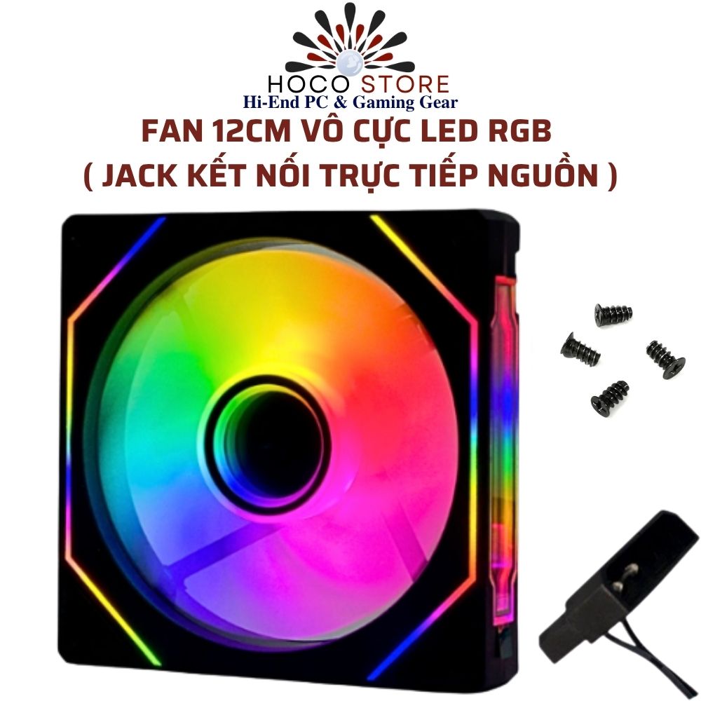 Quạt Case Máy Tính TW HC FAN 12CM VÔ CỰC LED RGB Màu Đen