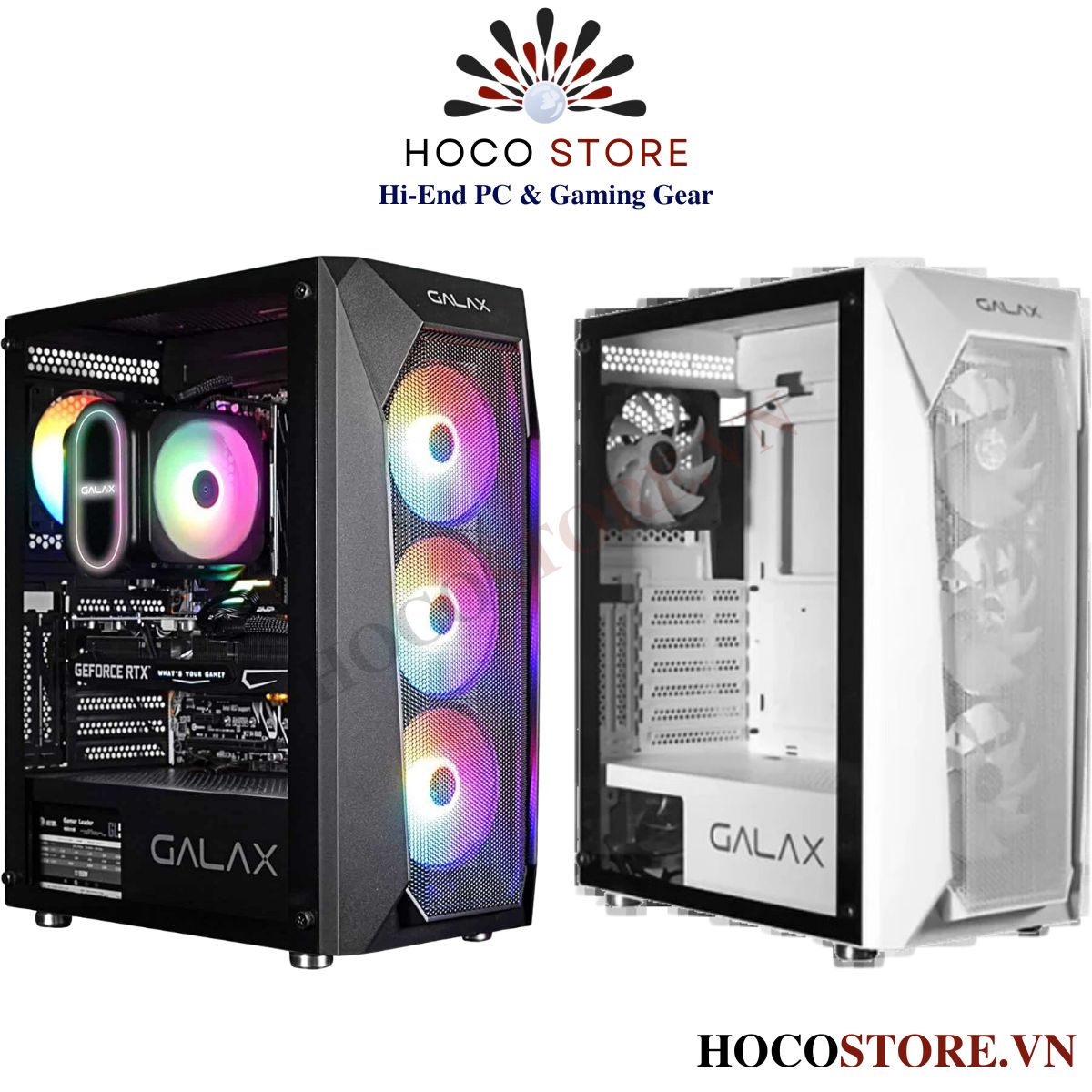 Vỏ Case Máy Tính Gaming Galax Revolution 05 - Đen, Trắng (Kèm 4 Fan Led) | Hoco Store PC