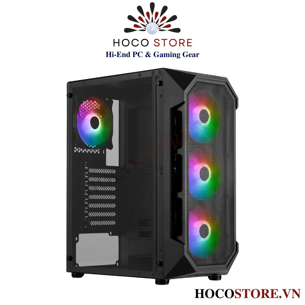 Vỏ Case Máy Tính Gamdias Aura GC1 - Mid Tower ATX (Kèm 4 Fan ARGB) | Hoco Store PC