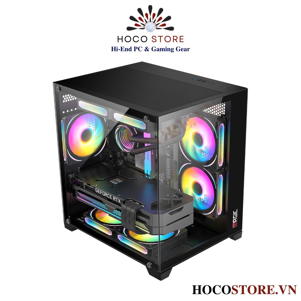 Vỏ Case Máy Tính Magic QUA-M Ultra - Màu Đen (Kính Vô Cực) | Hoco Store PC